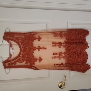 Beautiful Orange Embroidered Dress